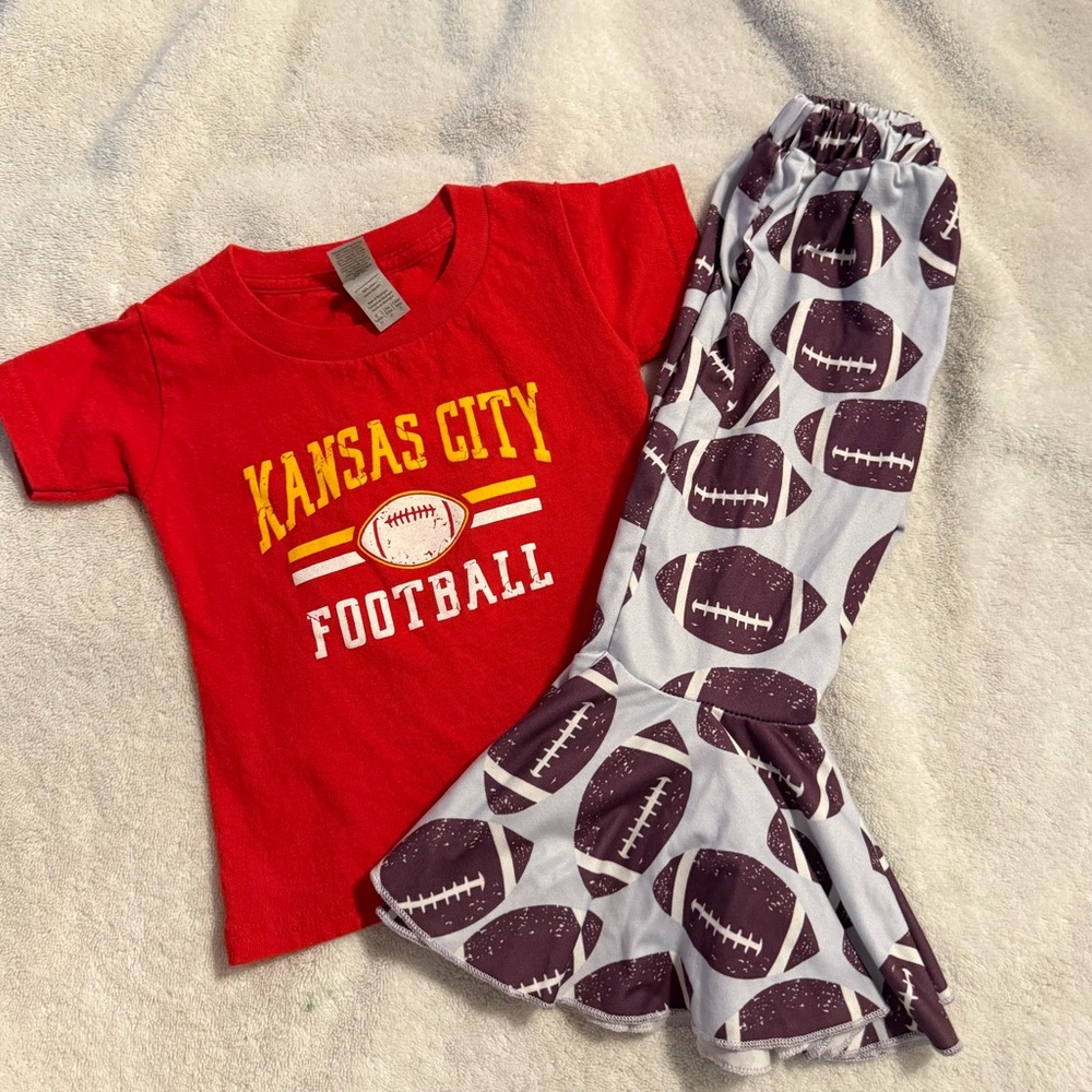 Kansas City Chiefs Toddler Girl Outfit with Bellbottoms